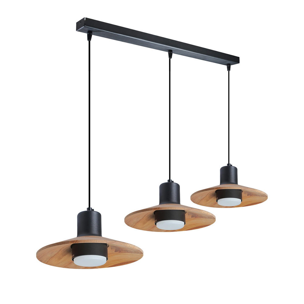 Світильник підвісний LIGHT SET KALUSH 3xGX53 чорний/дерево