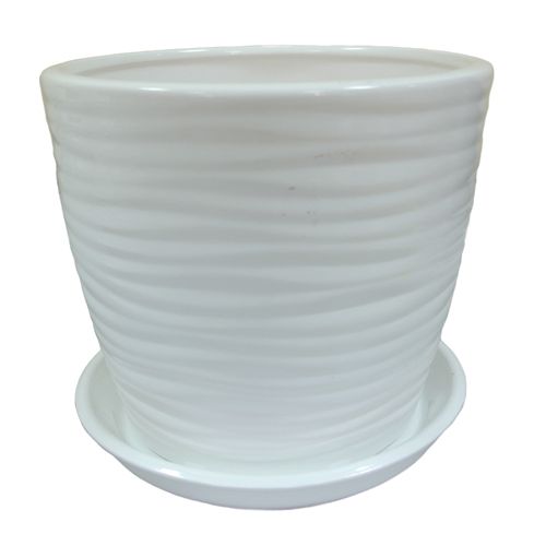 Горщик керамічний Оріана-Запоріжкераміка Грація Хвиля №4 круглий 1л білий глянець 