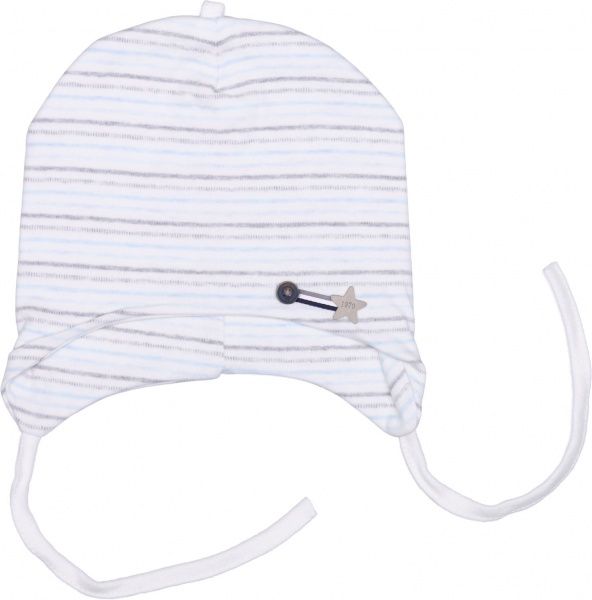 Шапочка детская для мальчика Kraft 211-Т р.44-46 светло-серый/белый/голубой 