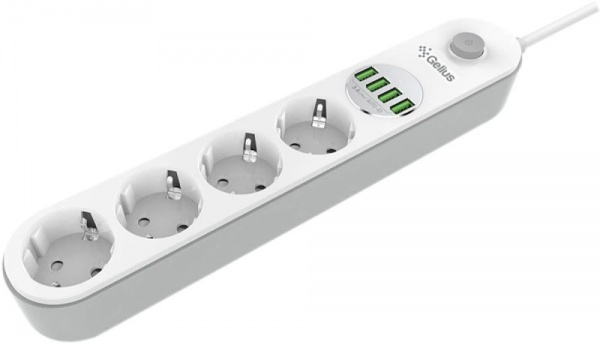 Фильтр-удлинитель Gelius Pro PowerStrip G-Power GP-PS-001 4 USB 3.4A с заземлением 4 гн. белый 2 м 00000088635 