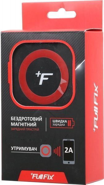 Автомобільний зарядний пристрій тримач з бездротовою зарядкою FullFix EL003 чорно-червоний