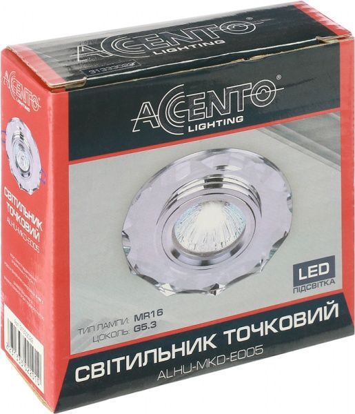 Светильник точечный Accento lighting MR16 с LED-подсветкой 3 Вт G5.3 4000 К зеркальное стекло ALHu-MKD-E005 