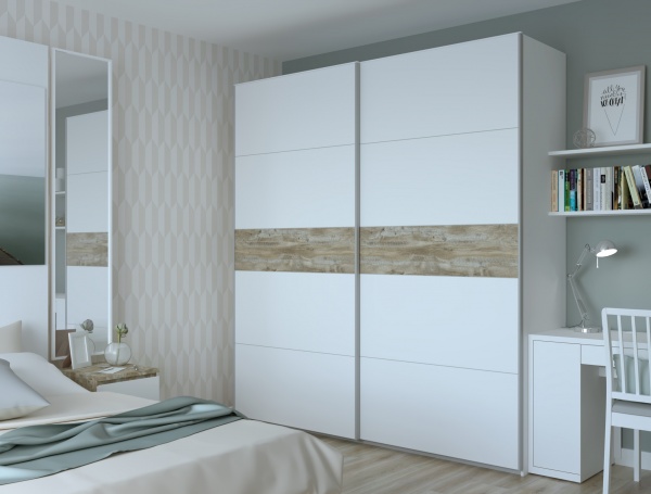 Двери для шкафа-купе G-Кайзер Альба 1/2 клондайк Doros 2200x2350 мм белый ДСП