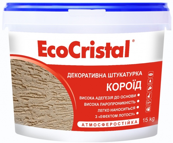 Декоративная штукатурка EcoCristal силиконовая Короед 2,0 мм 15 кг белый