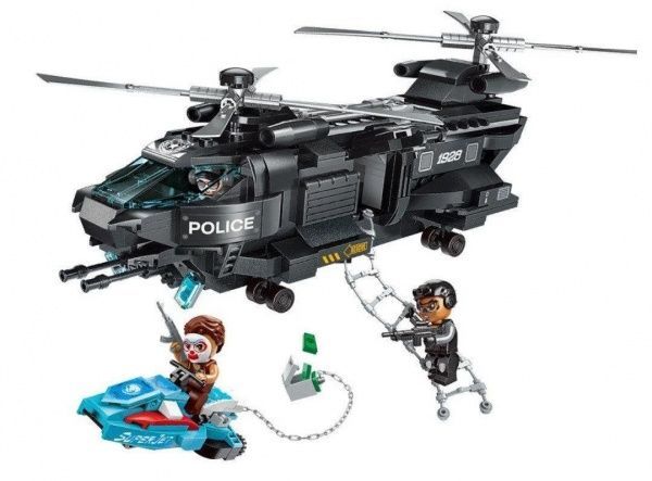 Конструктор Qman 1928 Полиция вертолет скутер фигурки ODT100411