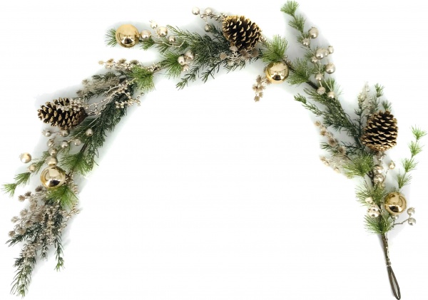 Гілочка декоративна New Star хвойний мікс з кульками та шишками 150 см A3-51237 