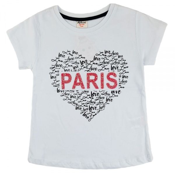 Футболка для девочек AKKUZU kids Париж р.134 белый 