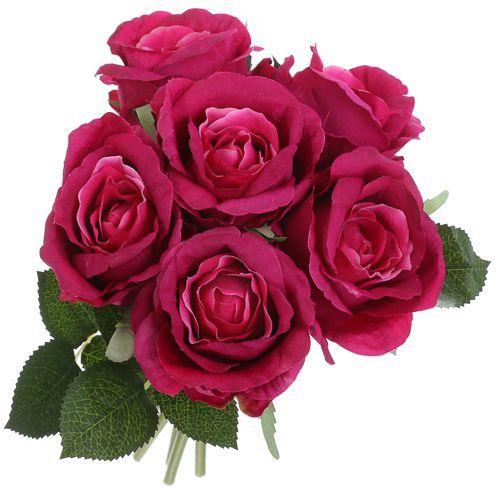Растение искусственное Букет роз 30 см красно-розовый 6