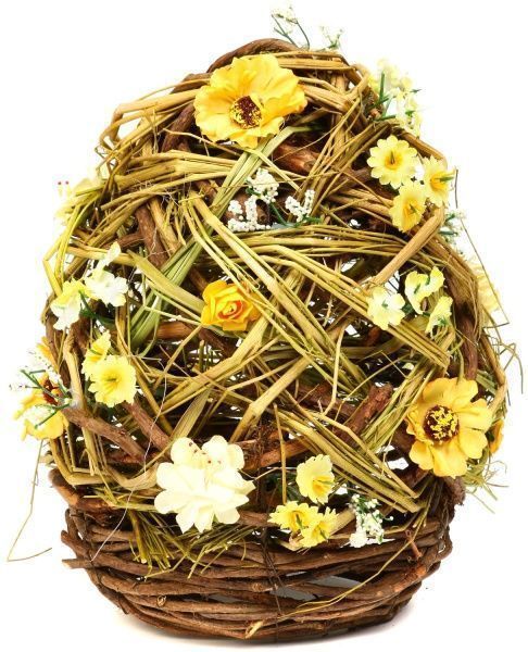 Декорація великодня Яйце плетене із квіточками HL180042