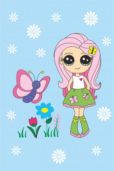 Розмальовка за контурами Мила дівчинка 20х30 см Rosa Kids 