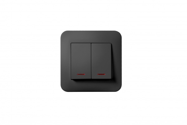 Выключатель двухклавишный двухклавишный Hausmark Luno с подсветкой антрацит 709-4242-112
