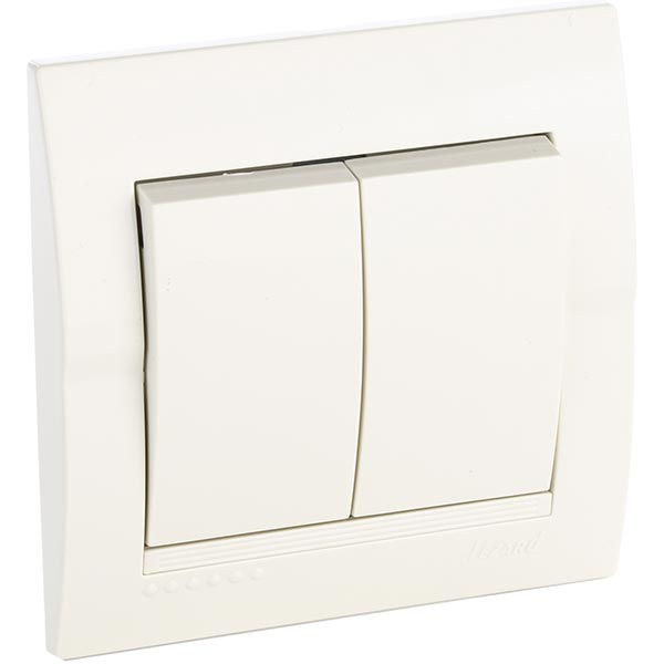 Выключатель двухклавишный Lezard Deriy без подсветки 10 А 250В IP20 кремовый