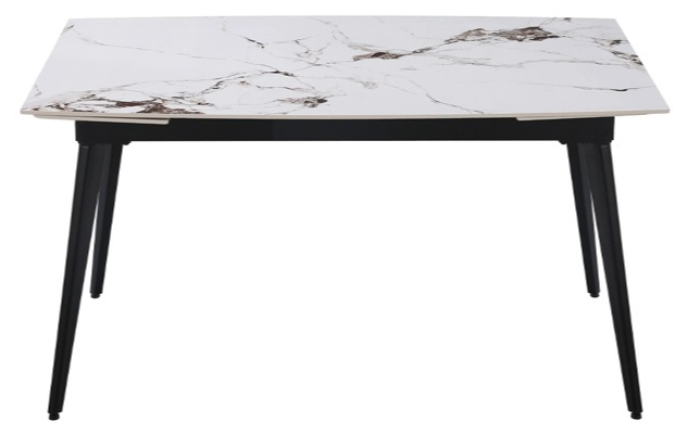 Стол обеденный Prestol Люкс 1400(2000)x800x760мм белый/черный