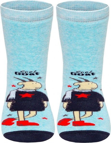 Носки детские Conte-Kids ВЕСЕЛЫЕ НОЖКИ (махровые, противоскольжения) рис. 293 17С-45СП р.18 бледно-бирюзовый с рисунком 