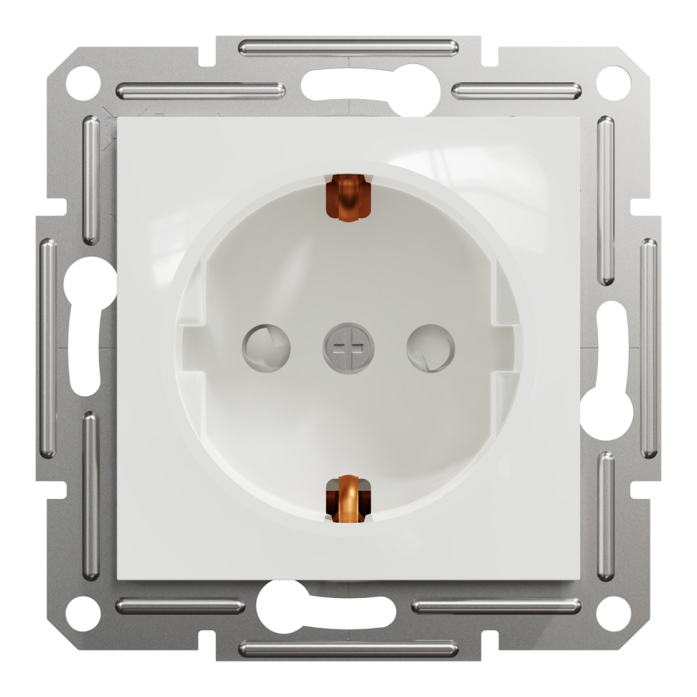 Розетка побутова із заземленням Schneider Electric Asfora IP20 білий EPH2970221