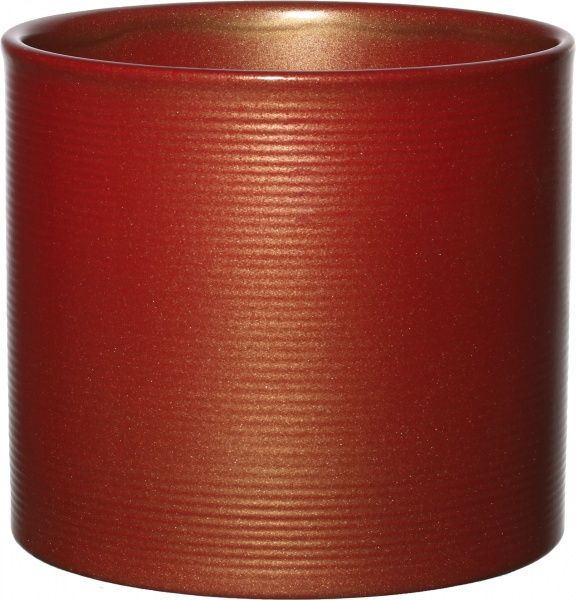 Кашпо керамічне Scheurich Linara круглий 2,5л червоний/золотистий 