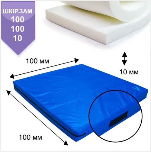 Мат гімнастичний BOYKO SPORT 100x100x10 см bs4012101007 синій