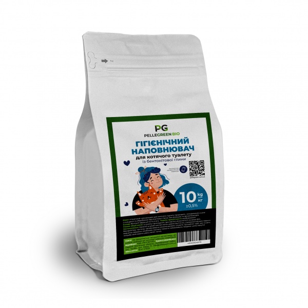 Наповнювач для котячого туалету PELLEGREEN BIO з бентоніту 10 кг 
