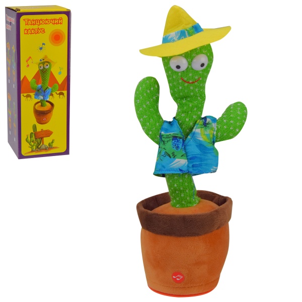Игрушка мягкая интерактивная Shantou Кактус-повторюшка K4102