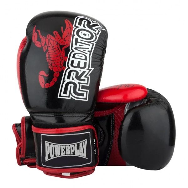 Боксерские перчатки PowerPlay р. 14 14oz 3007 черный с красным