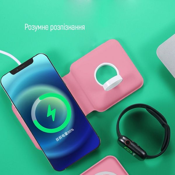 Беспроводное зарядное устройство ColorWay MagSafe Duo Charger 15W for iPhone розовое (CW-CHW32Q-PK)