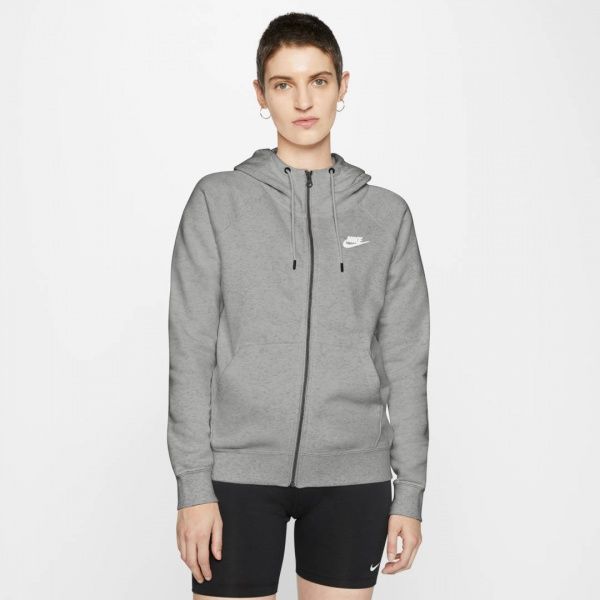 Джемпер Nike W NSW ESSNTL FLC FZ HOODIE BV4122-063 р. XL серый