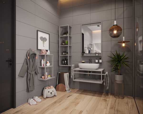 Тумба под умывальник Altstahl Tero 1 с одним поручнем (766x330x466) серая