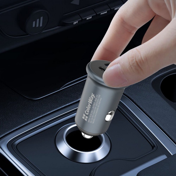 Автомобільний зарядний пристрій ColorWay 2USB Quick Charge 3.0 (36 Вт) сірий CW-CHA036Q-GR