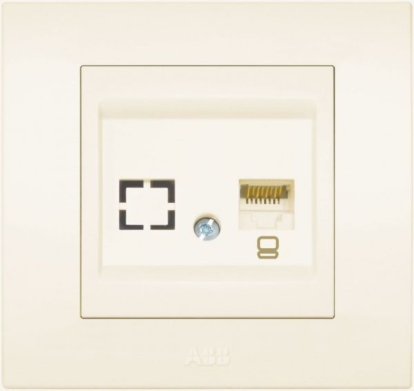 Розетка компьютерная ABB Cosmo RJ45 cat 6 кремовый 619-010300-247