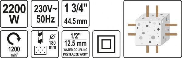 Дриль алмазного свердління YATO YT-81980 1200 об./хв. 