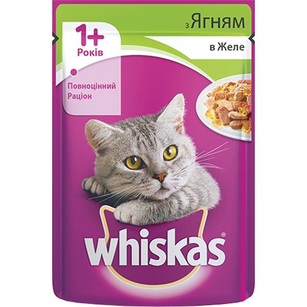Корм Whiskas с ягненком в желе 1+ 100 г
