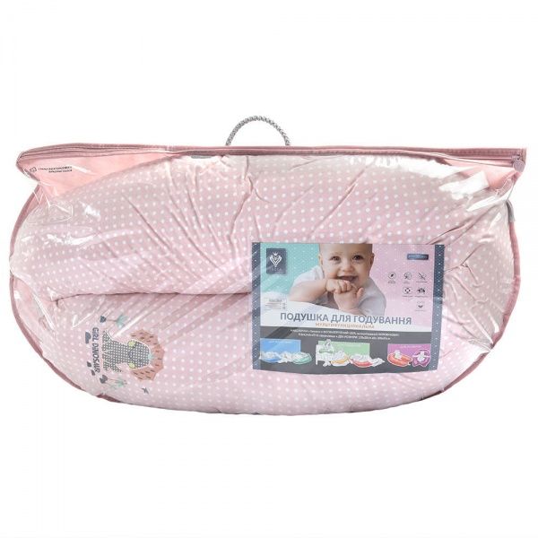 Подушка для годування Standart Dinosaur 35х200 см з карабіном Рожева IDEIA