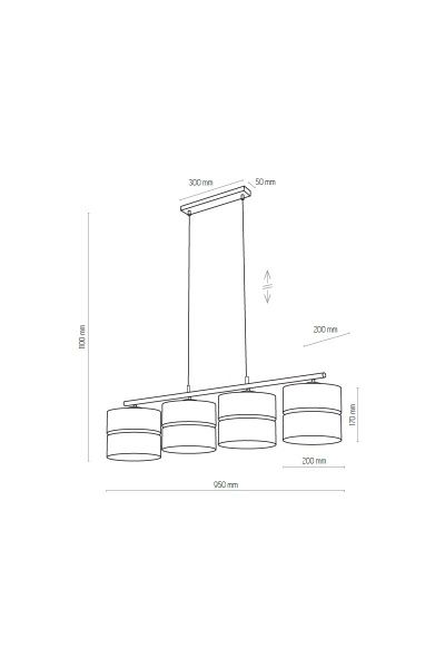 Підвіс TK Lighting Hilton 4x60 Вт E27 білий/срібло 4177 