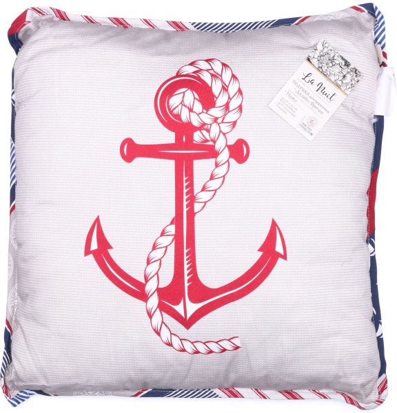 Подушка декоративная Фрегат с якорем 45x45 см белый с рисунком La Nuit 