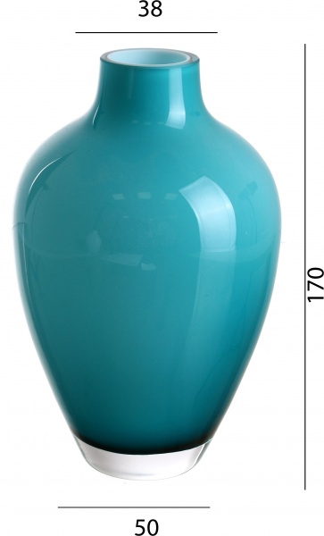 Ваза скляна Wrzesniak Glassworks Opal/Baltic Green 17 см морська хвиля 
