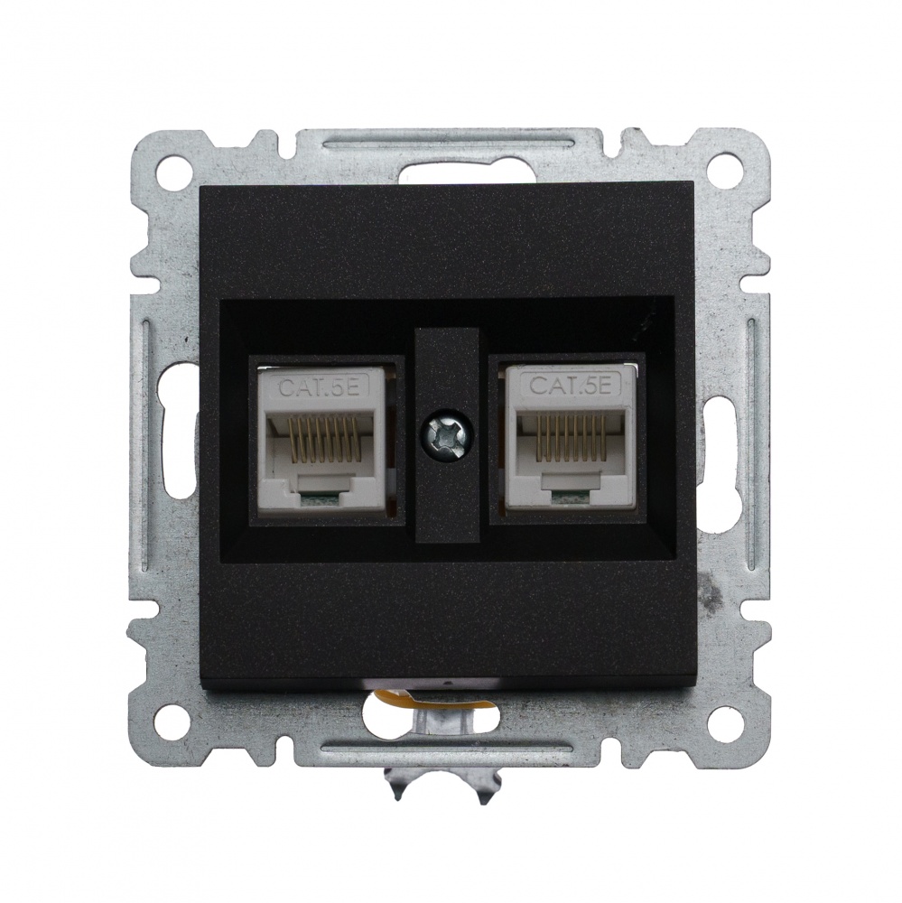 Механізм розетки комп’ютерна подвійна Makel Karea IP20 чорний матовий 57054036