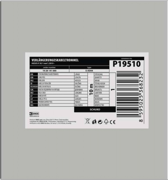 Удлинитель на катушке Emos с заземлением 4 гн. оранжевый 10 м P19510