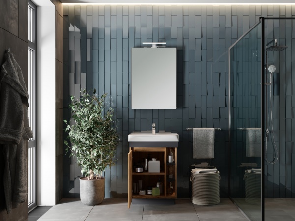 Тумба підлогова ЮВЕНТА Utah Ut-60 дуб вотан з умивальником Neon-60