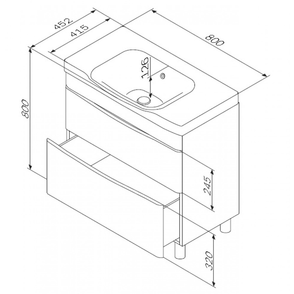 Тумба подвесная AM.PM білий глянець Like с умывальником 80 см