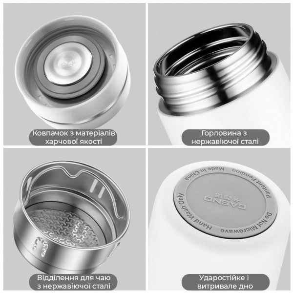 Термопляшка 450 мл Casno білий KXN-6059_White