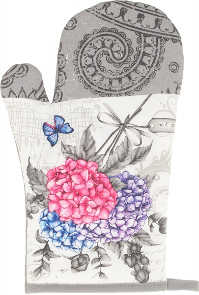 Набір кухонний прихватка і рукавичка Гортензія сірий Luna 