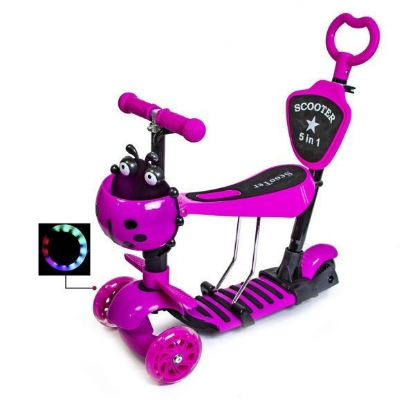 Самокат 3-колісний 5 в 1 рожевий SC17097 