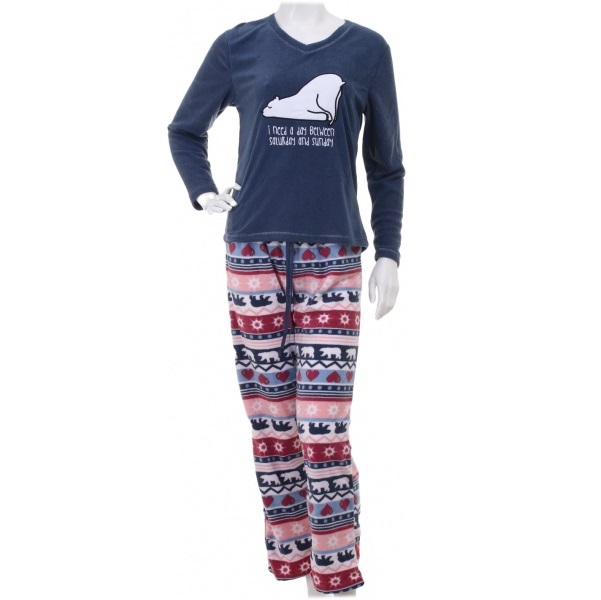 Костюм домашній жіночий La Nuit Home Christmas Bear р. S синій із принтом 