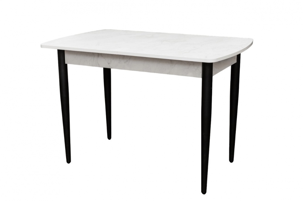 Стіл обідній 1100(1420)x700x750мм білий мармур/чорний