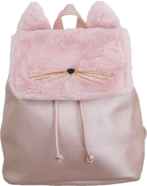 Рюкзак пушистый Soft Touch вушка котика, рожевий