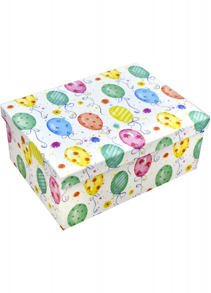 Коробка подарункова прямокутна біла різнокольор.кульки 111014864 25х18 см