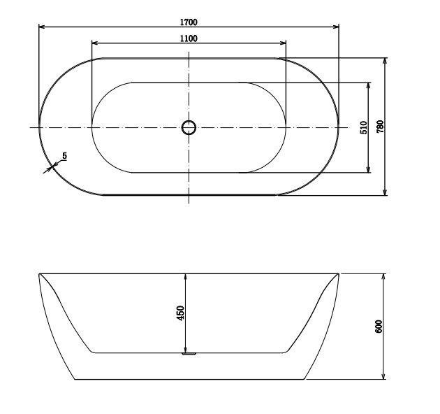 Ванна акрилова ScandiSPA INARI 159778 170х78 см
