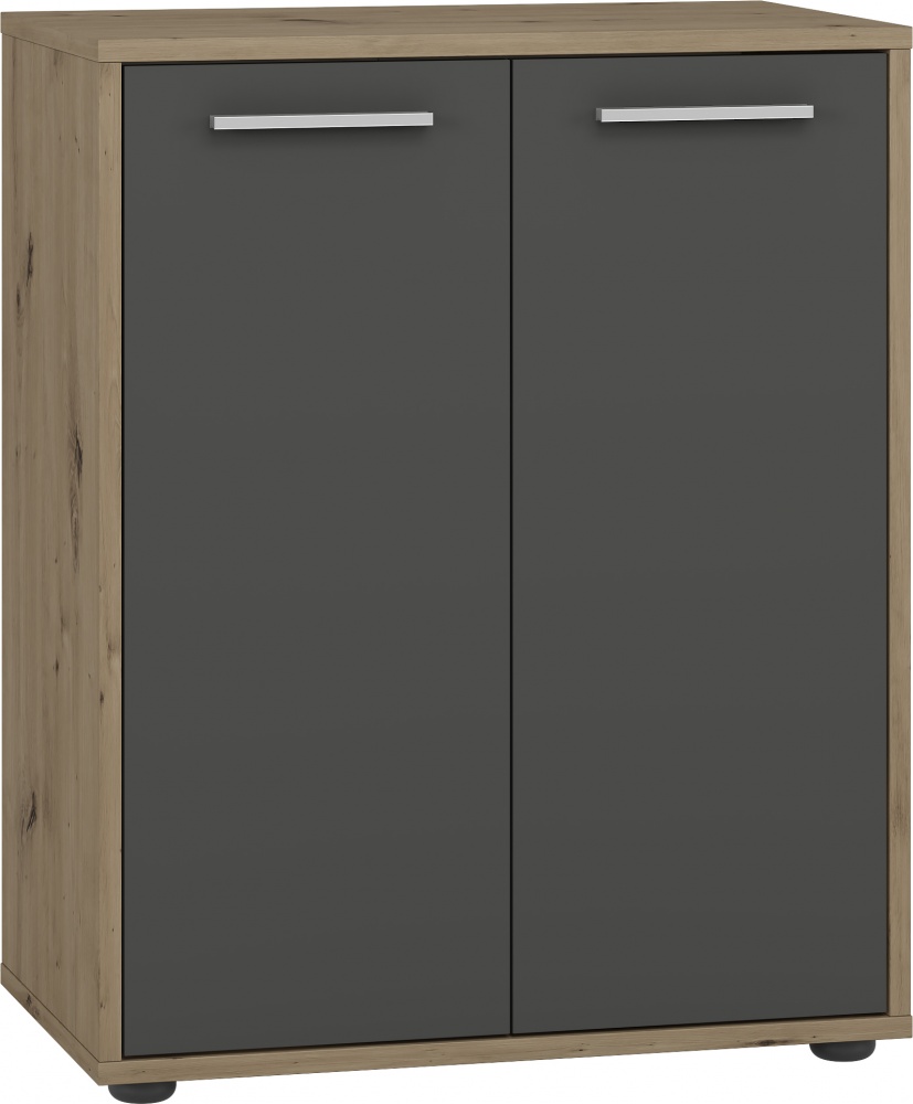 Тумба напольная Грейд Рени 2д 600x750x359 мм дуб крафт золотой/графит серый