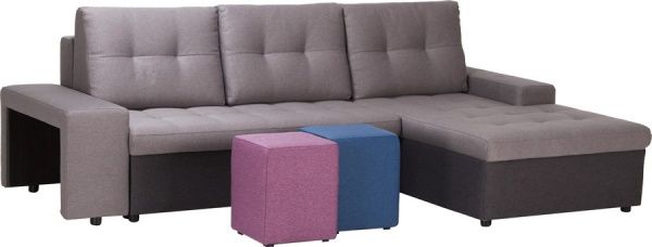 Диван угловой ADK Канзас Е25 правосторонний серый 2650x1620x770 мм