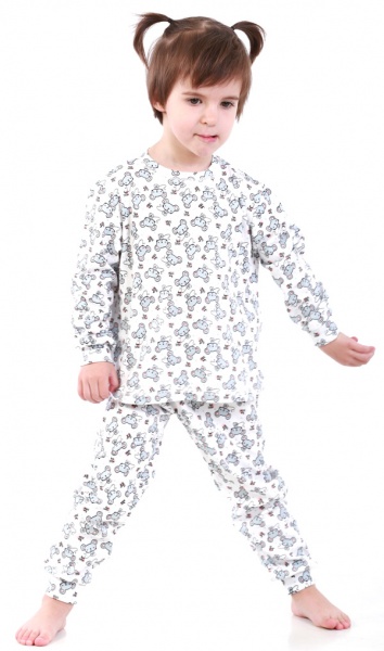 Пижама детская унисекс Beezy принт мышки р.128 белый 0118 